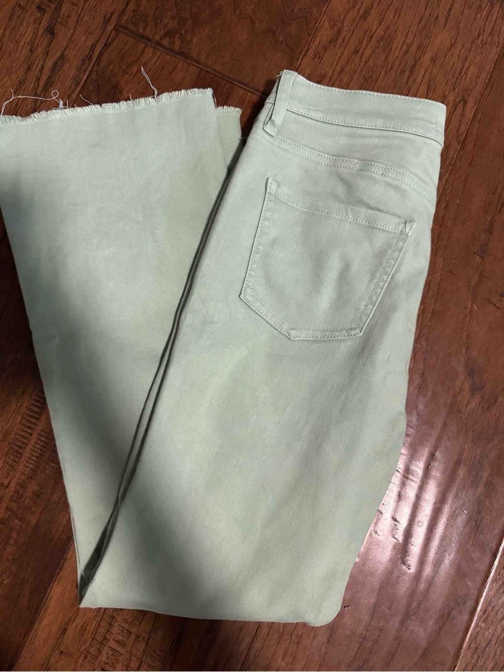 Mint Green Raw Hem Jeans
